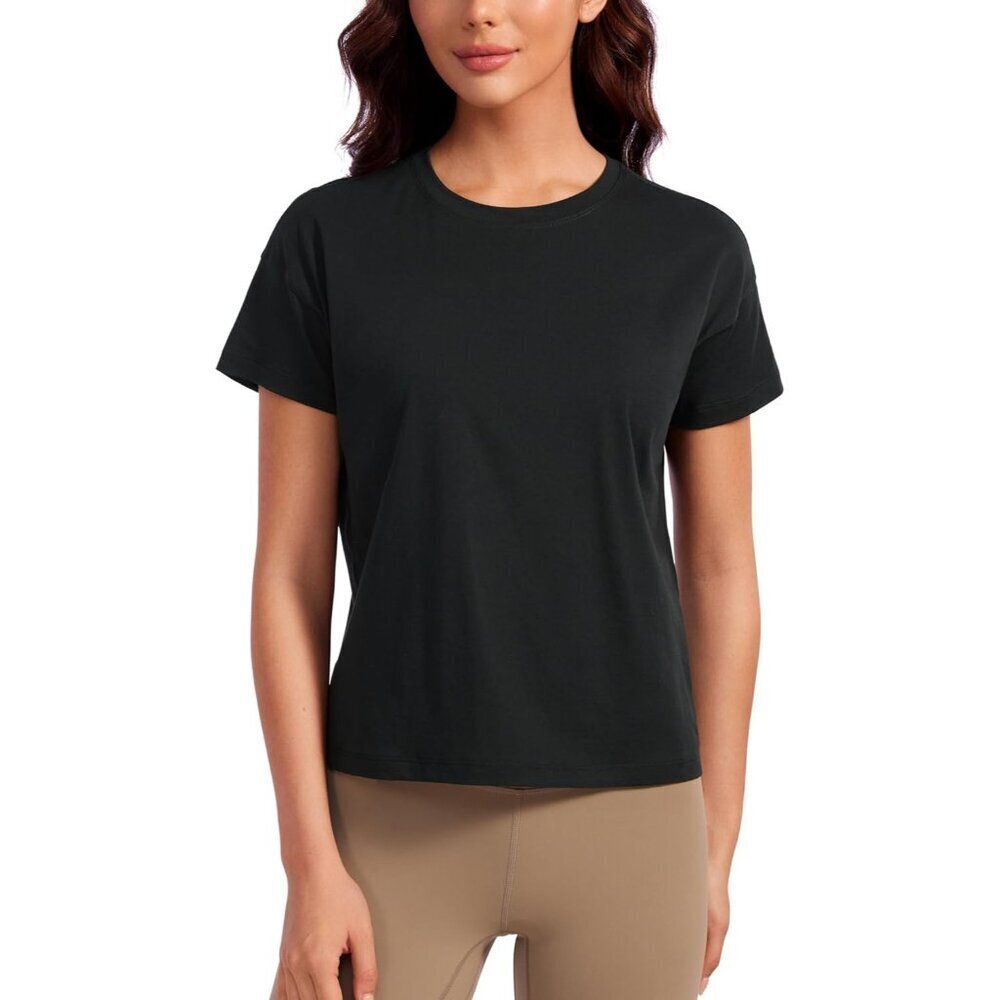 Pima Cotton T-Shirt Women Short Sleeve Workout Casual Basic Hip Fit